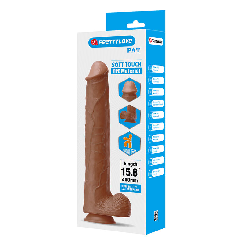 Pretty Love - Pat Realistic Flexible Dildo With Suction Cup 40 Cm -Ø- 6 Cm Brown - Image 8
