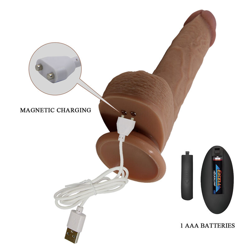 Pretty Love - Tommy Realistic Thrusting Vibrator With Remote Control Dark Brown - Image 9