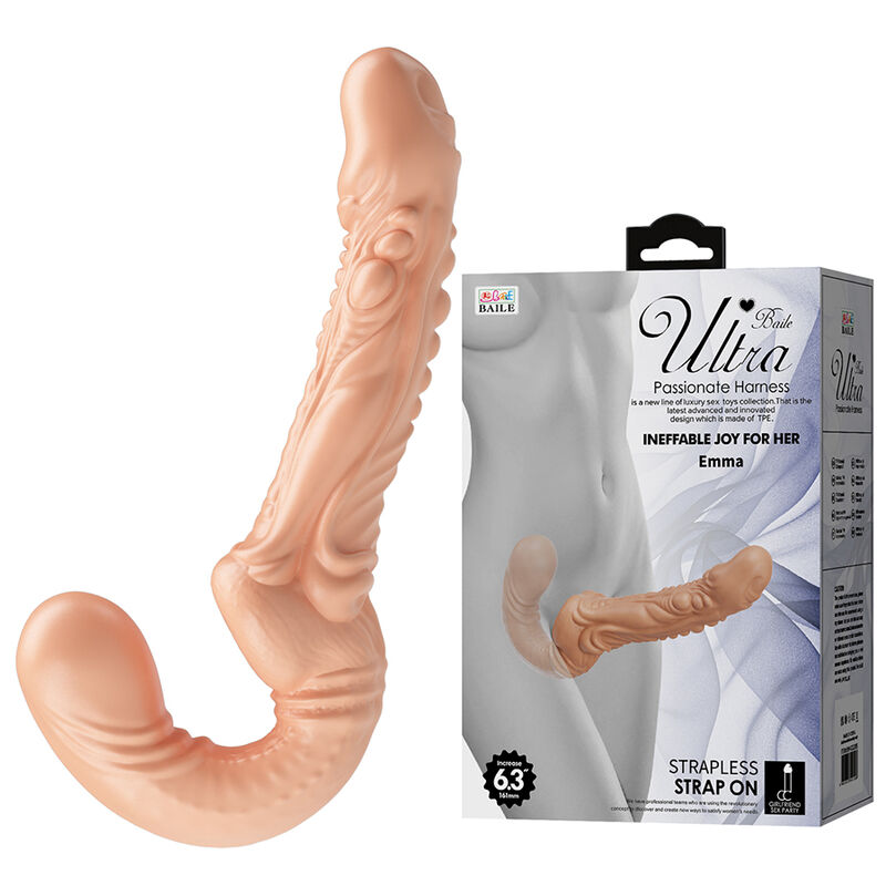 Baile - Emma Textured Double Penetration Strap-On Flesh - Image 4