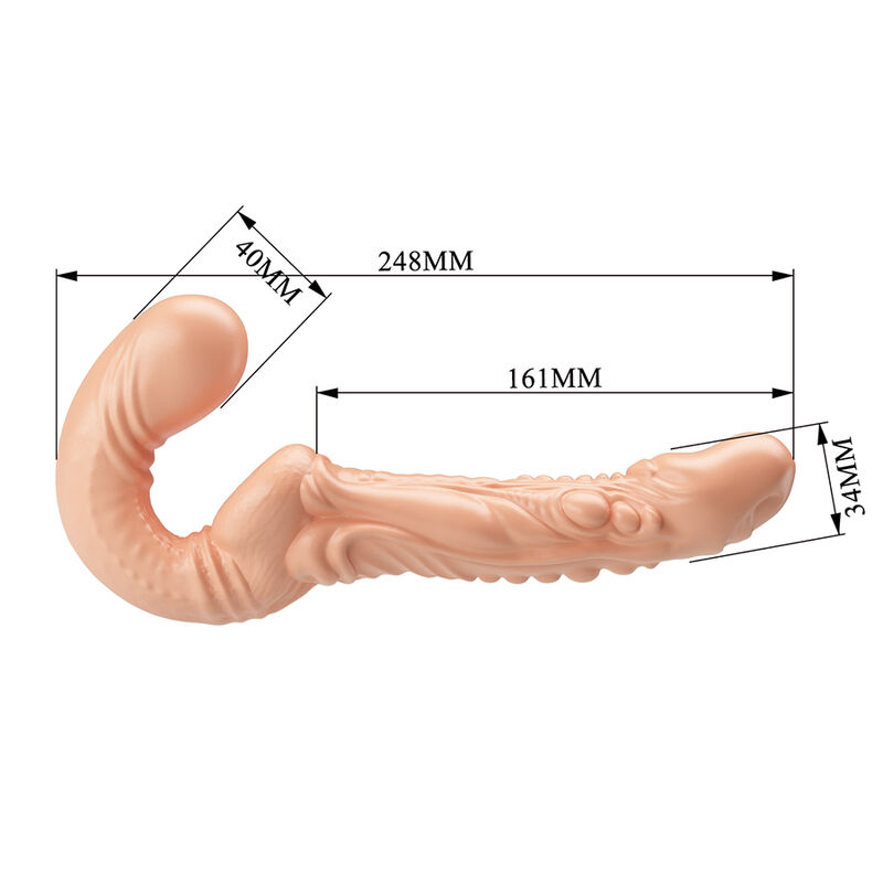 Baile - Emma Textured Double Penetration Strap-On Flesh - Image 9