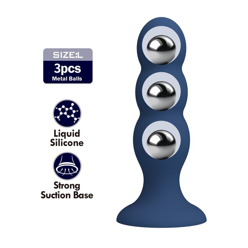 Mr Play - Plug Anal Avec Billes Métalliques Et Ventouse Bleue - Image 3