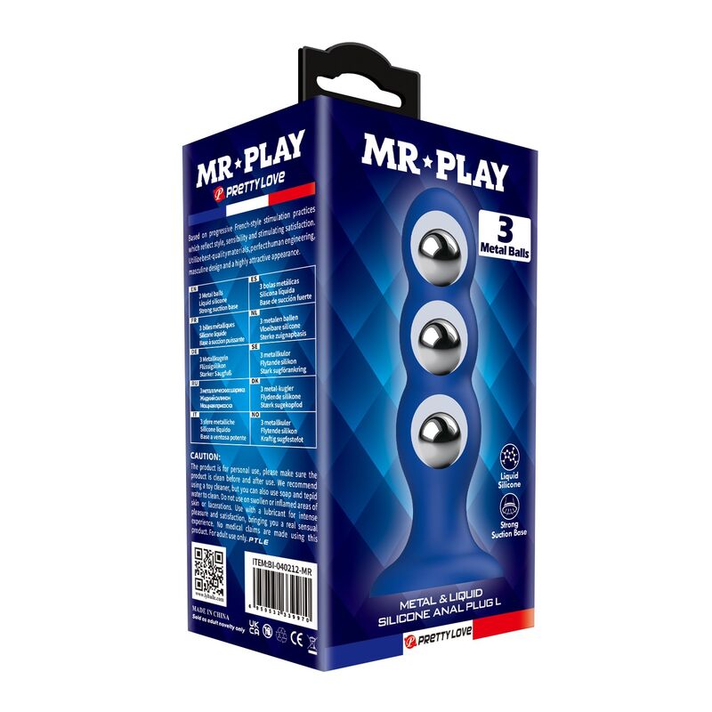 Mr Play - Plug Anal Avec Billes Métalliques Et Ventouse Bleue - Image 7