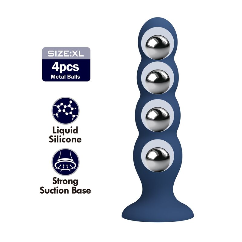 Mr Play - Plug Anal Avec 4 Billes Métalliques Et Ventouse Bleue - Image 3