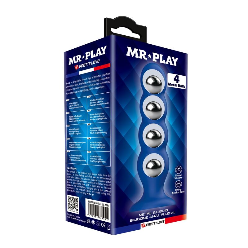 Mr Play - Plug Anal Avec 4 Billes Métalliques Et Ventouse Bleue - Image 4