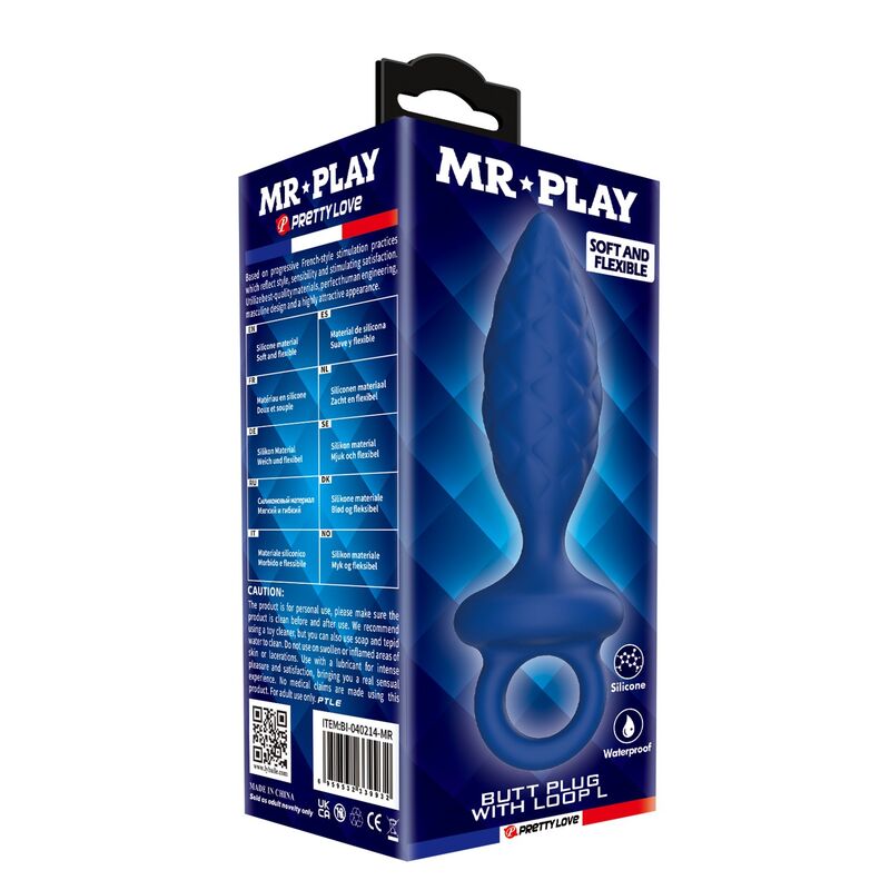 Mr Play - Plug Anal Texturé Avec Anneau Bleu L - Image 4
