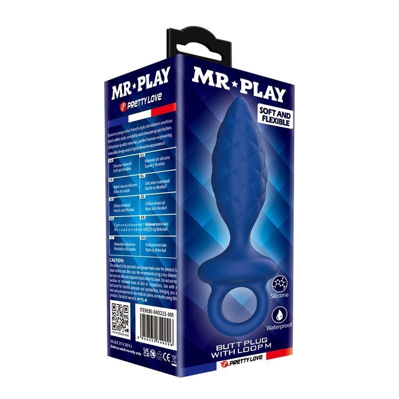 Mr Play - Plug Anal Texturé Avec Anneau Bleu M - Image 9