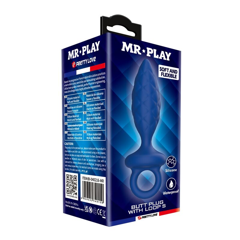 Mr Play - Plug Anal Texturé Avec Anneau Bleu S - Image 4