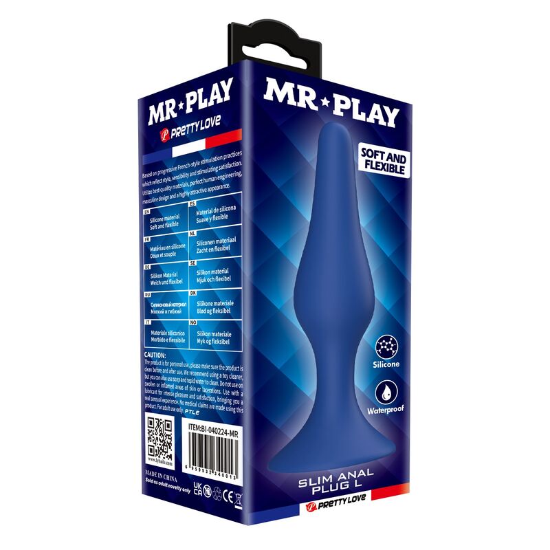 Mr Play - Plug Anal En Silicone Slim Bleu L - Image 4