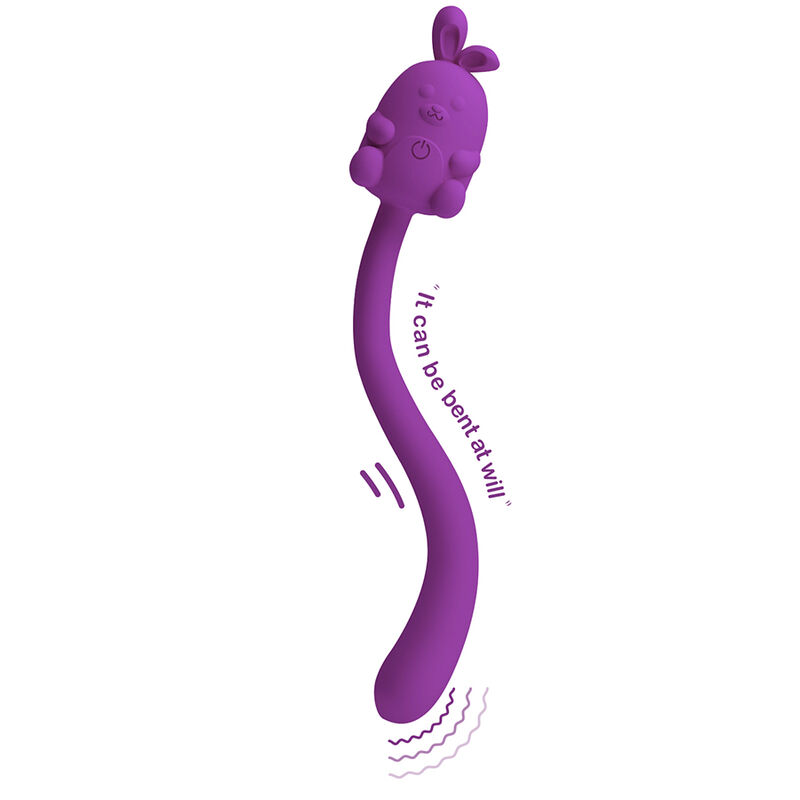 Pretty Love - Cute Bunny Flirting Stick Flexible Vibrator Usb Rechargeable Purple - Image 6