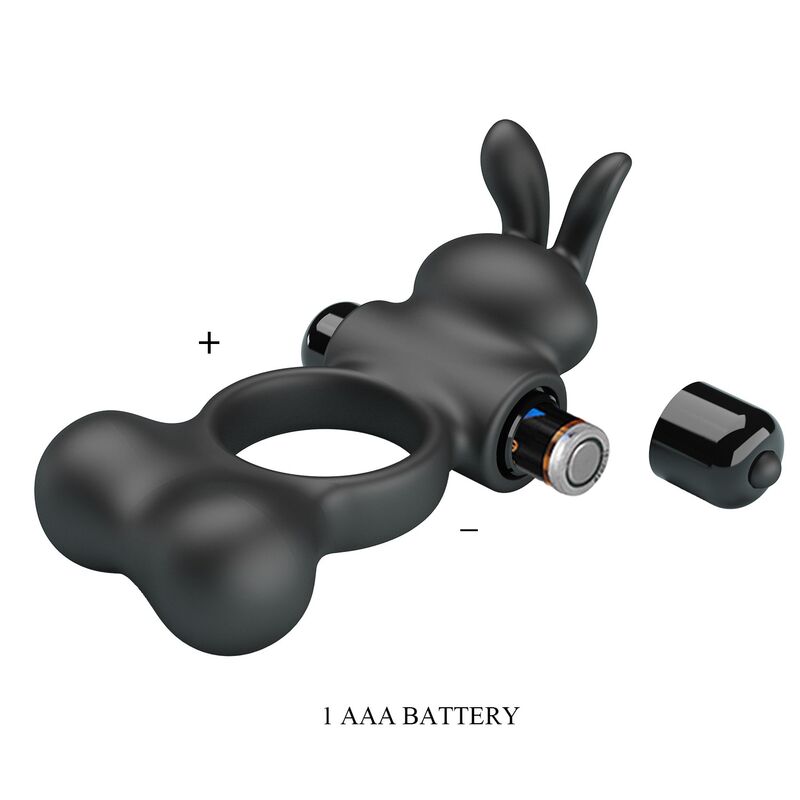 Pretty Love - Anneau Vibrant Pour Pénis Avec Stimulateur Lapin, 10 Fonctions, Noir - Image 9