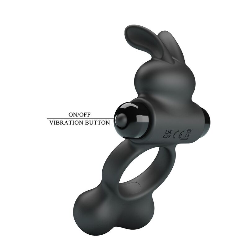 Pretty Love - Anneau Vibrant Pour Pénis Avec Stimulateur Lapin, 10 Fonctions, Noir - Image 10