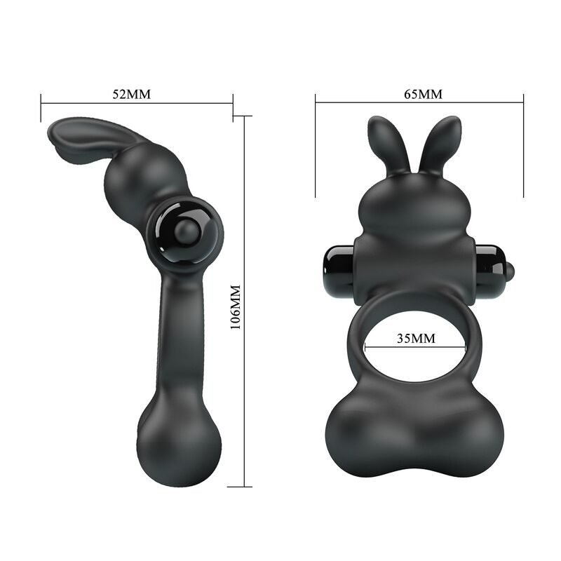 Pretty Love - Anneau Vibrant Pour Pénis Avec Stimulateur Lapin, 10 Fonctions, Noir - Image 11