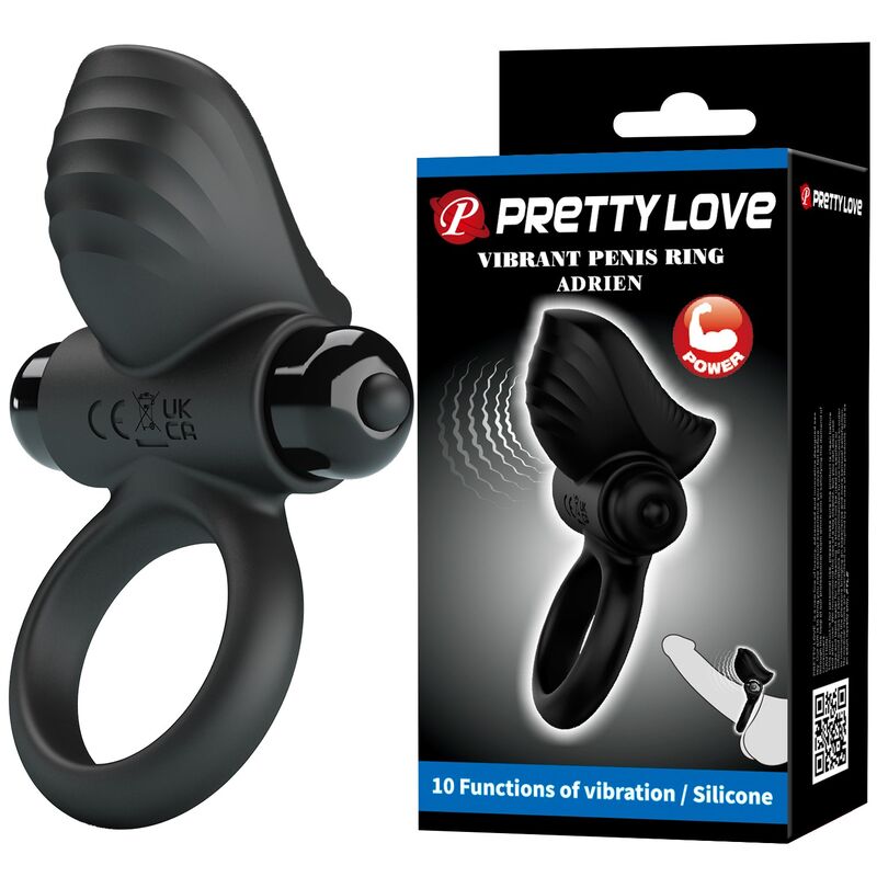 Pretty Love - Adrien Vibrating Penis Ring 10 Functions Black - Image 12