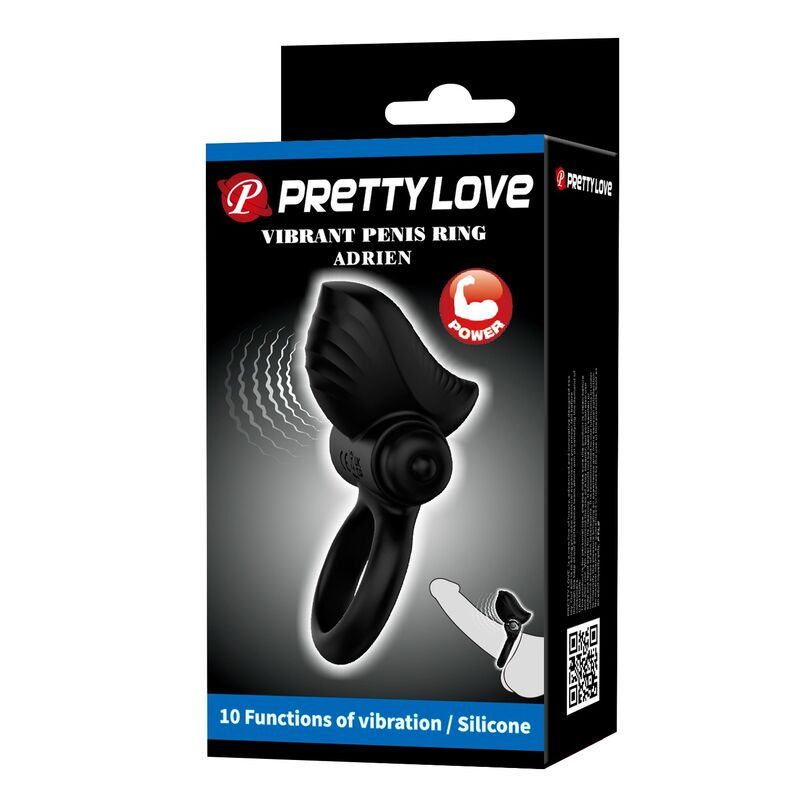 Pretty Love - Adrien Vibrating Penis Ring 10 Functions Black - Image 4