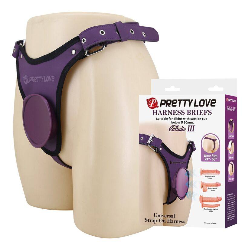 Pretty Love - Universal Strap-On Harness Briefs Purple And Black - Image 3