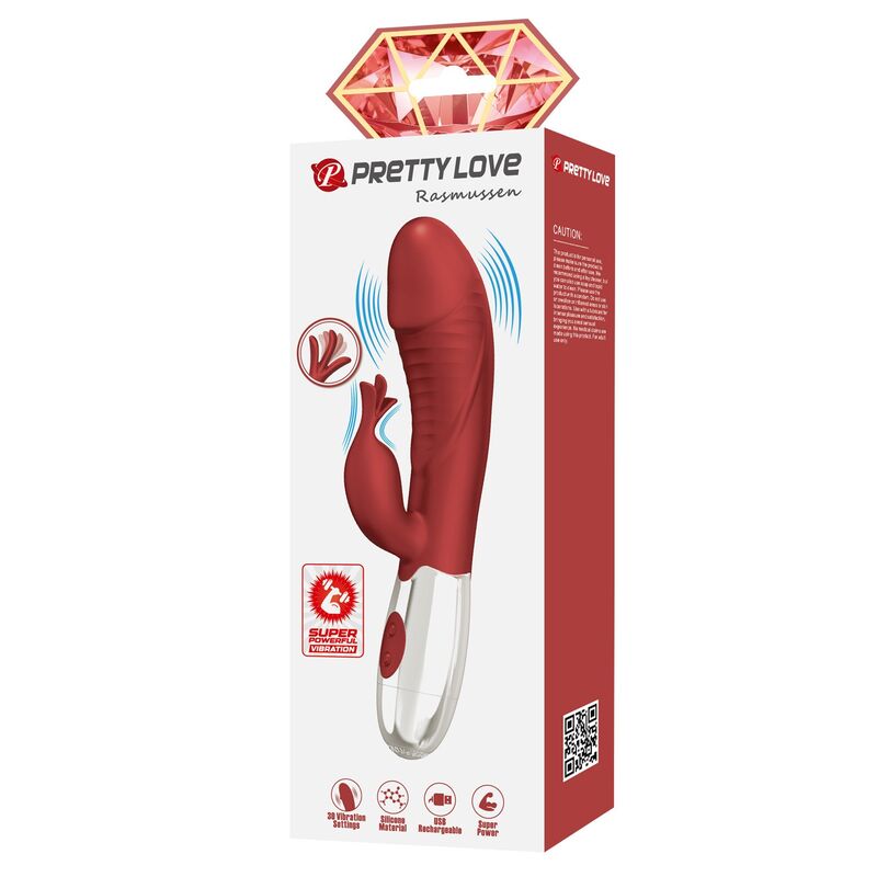 Pretty Love - Rosewood Rabbit Vibrator 30 Functions Usb Rechargeable Red - Image 3