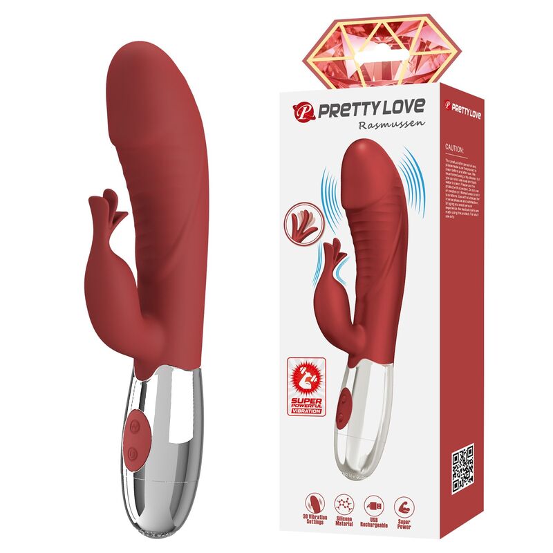 Pretty Love - Rosewood Rabbit Vibrator 30 Functions Usb Rechargeable Red - Image 11