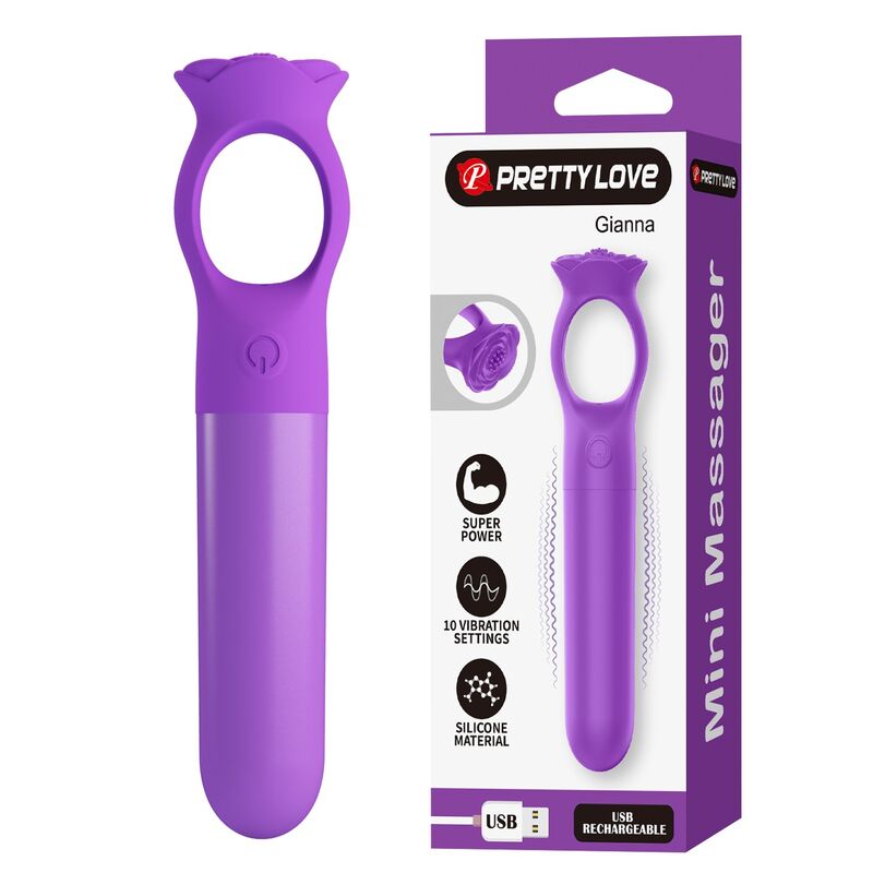 Pretty Love - Giana Mini-Vibrateur Masseur Rechargeable Violet - Image 10