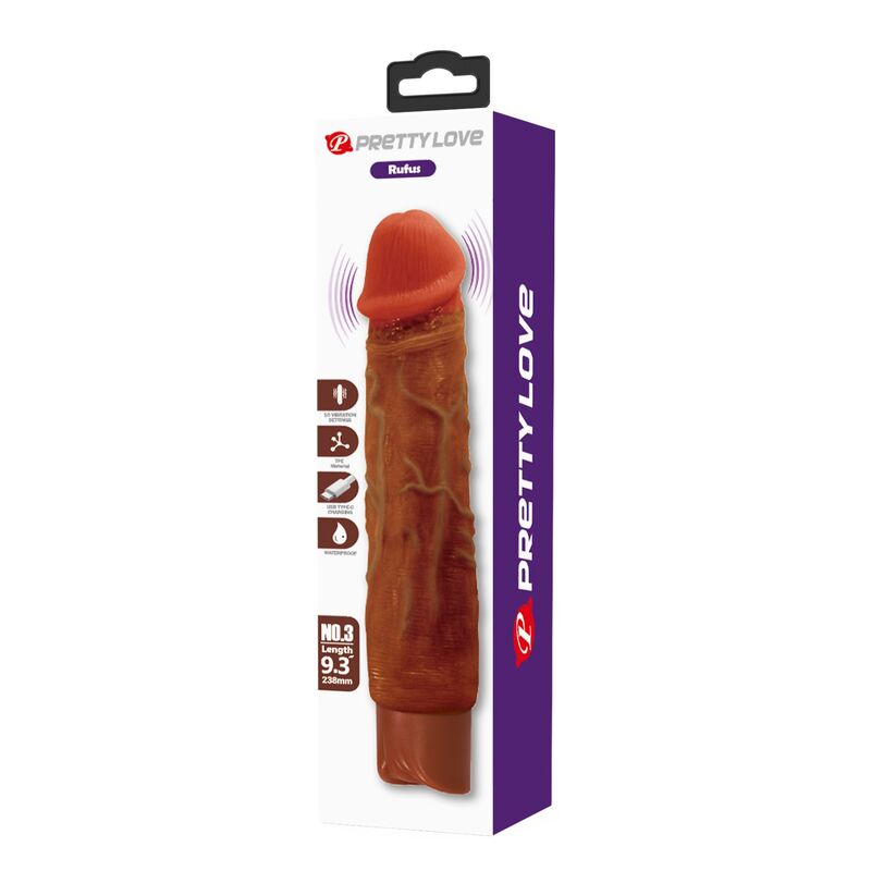 Pretty Love - Duke Realistic Vibrator 23.5 Cm Ø 4.8 Cm Brown - Image 3