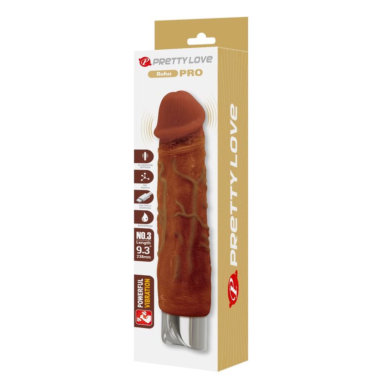 Pretty Love - Duke Realistic Vibrator 23.5 Cm Ø 4.8 Cm Brown - Image 12