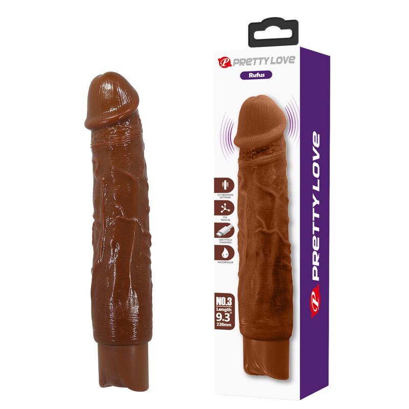 Pretty Love - Duke Realistic Vibrator 23.5 Cm Ø 4.8 Cm Brown - Image 13