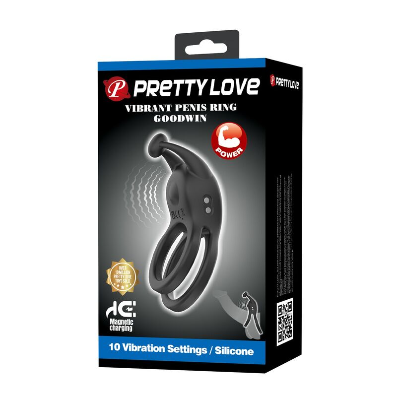 Pretty Love - Anneau Pénis Double Vibrant Rechargeable Goodwin Noir - Image 4