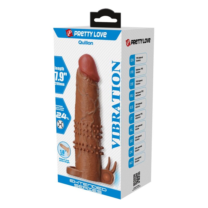 Pretty Love - Manchon Vibrant Pour Pénis Quillon 20 Cm Ø 4 Cm Marron - Image 4