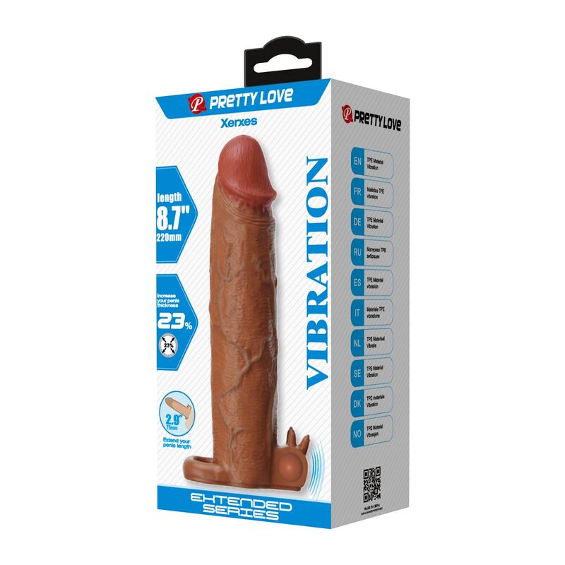 Pretty Love - Xerxes Vibrating Penis Sleeve 22 Cm Ø 4.5 Cm Brown - Image 9
