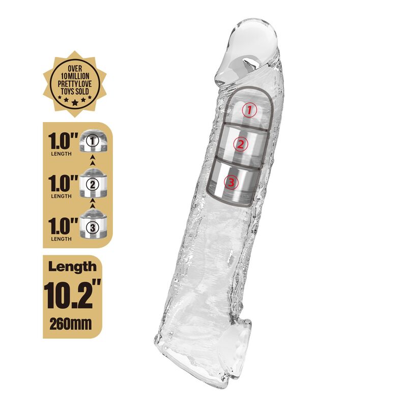 Pretty Love - Manchon D'Extension De Pénis Ajustable 26 Cm Ø 4 Cm Transparent - Image 5