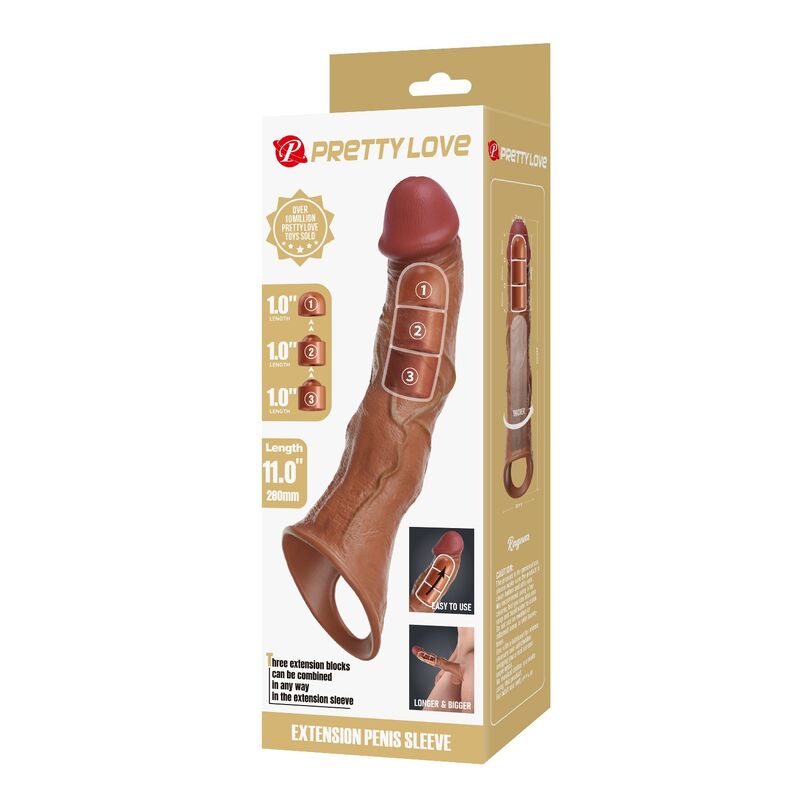 Pretty Love - Manchon D'Extension Pénienne Ajustable 28 Cm Ø 4,5 Cm Marron - Image 3