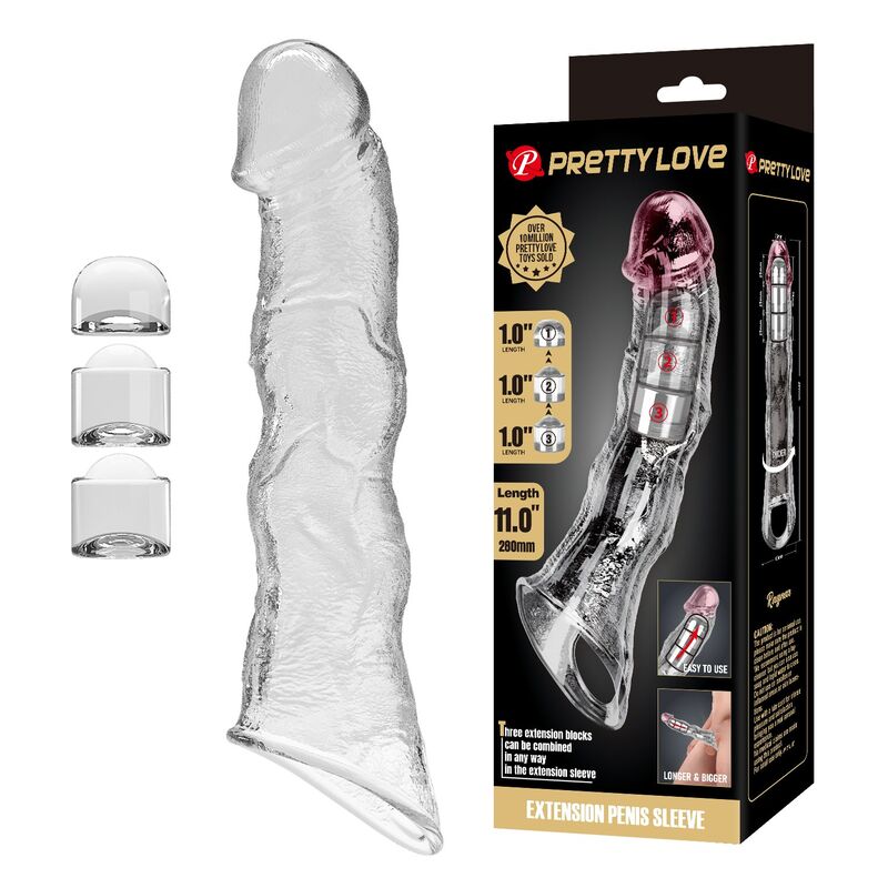 Pretty Love - Manchon D'Extension Pénienne Ajustable 28 Cm Ø 4,5 Cm Transparent - Image 10