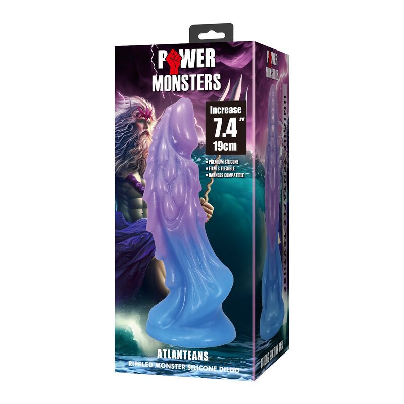 Power Monsters - Atlanteans Realistic Dildo With Suction Cup 19 Cm Ø 5 Cm Blue & Purple - Image 4
