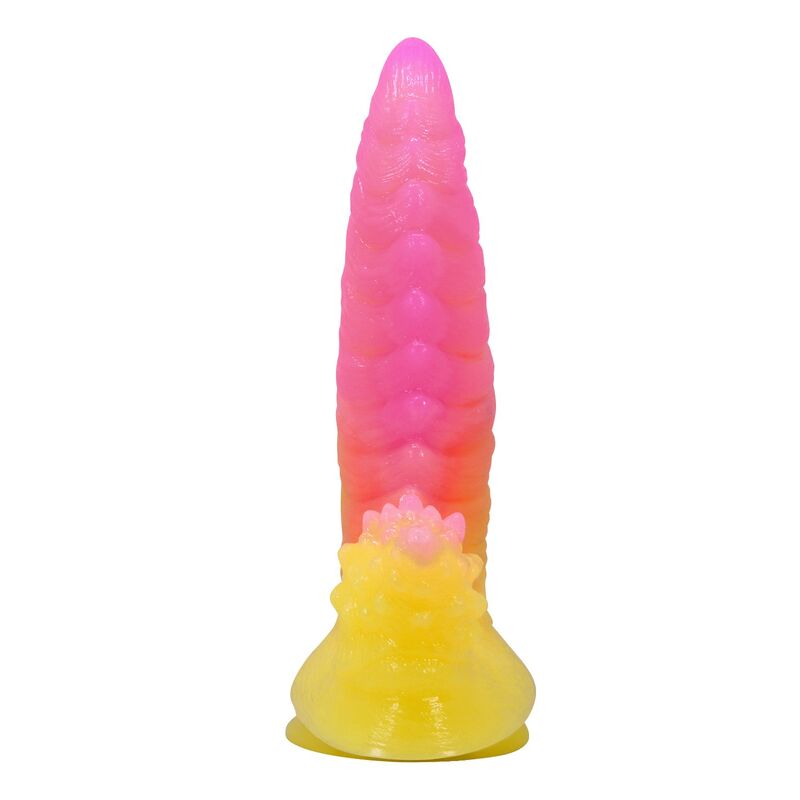 Power Monsters - Godemichet Monstre Ondulé Fantasy Avec Ventouse 22,5 Cm Ø 5,5 Cm Rose Et Jaune - Image 4