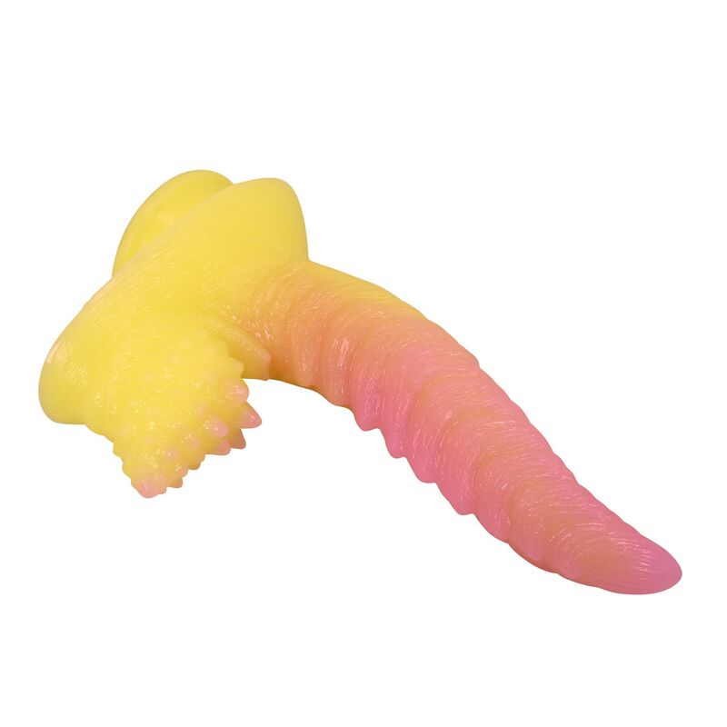 Power Monsters - Godemichet Monstre Ondulé Fantasy Avec Ventouse 22,5 Cm Ø 5,5 Cm Rose Et Jaune - Image 6