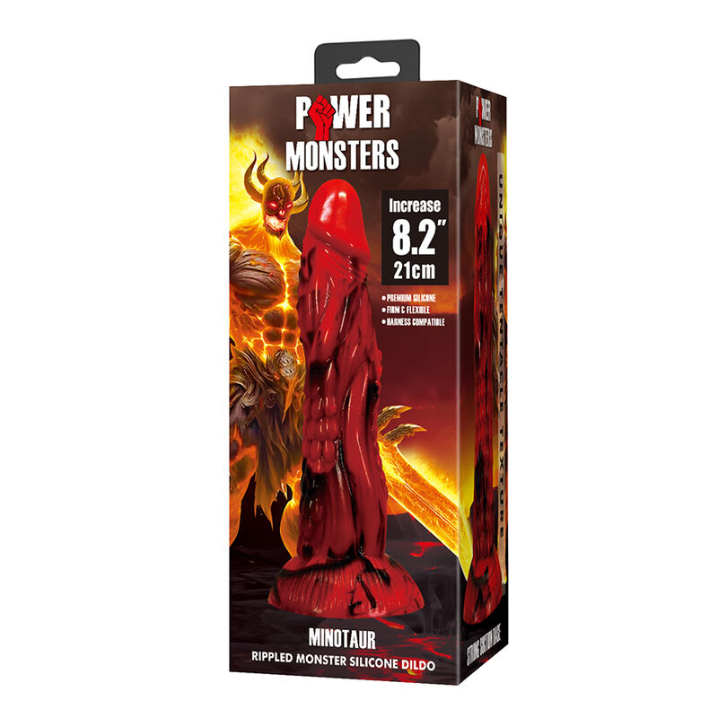Power Monsters - Godemiché Minotaure Fantasy Avec Ventouse 21 Cm Ø 5 Cm Rouge Et Noir - Image 7
