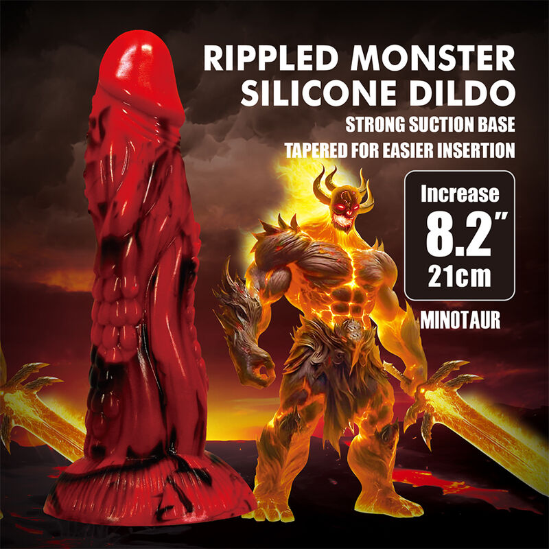 Power Monsters - Godemiché Minotaure Fantasy Avec Ventouse 21 Cm Ø 5 Cm Rouge Et Noir - Image 8
