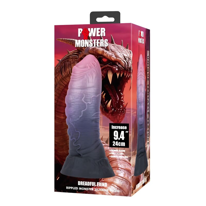 Power Monsters - Dreadful Fiend Bicolor Fantasy Godemichet En Silicone 24 Cm Ø 6 Cm - Image 4