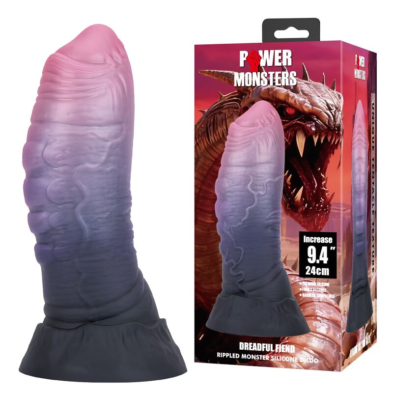 Power Monsters - Dreadful Fiend Bicolor Fantasy Godemichet En Silicone 24 Cm Ø 6 Cm - Image 8