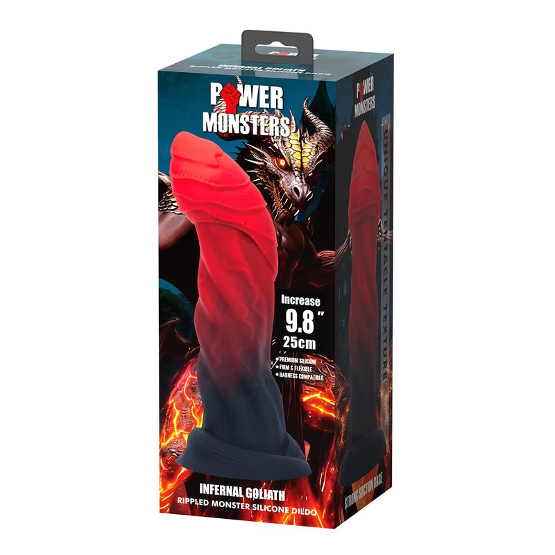 Power Monsters - Goliath Infernal Bicolore Fantasy Godemichet En Silicone 25 Cm Ø 6 Cm - Image 3