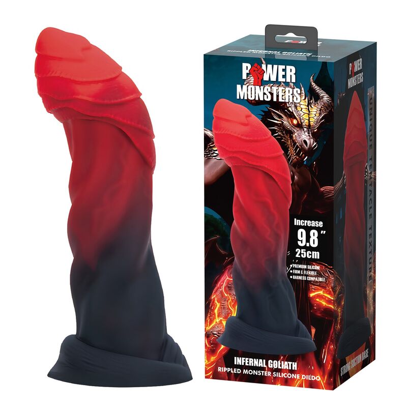 Power Monsters - Goliath Infernal Bicolore Fantasy Godemichet En Silicone 25 Cm Ø 6 Cm - Image 7
