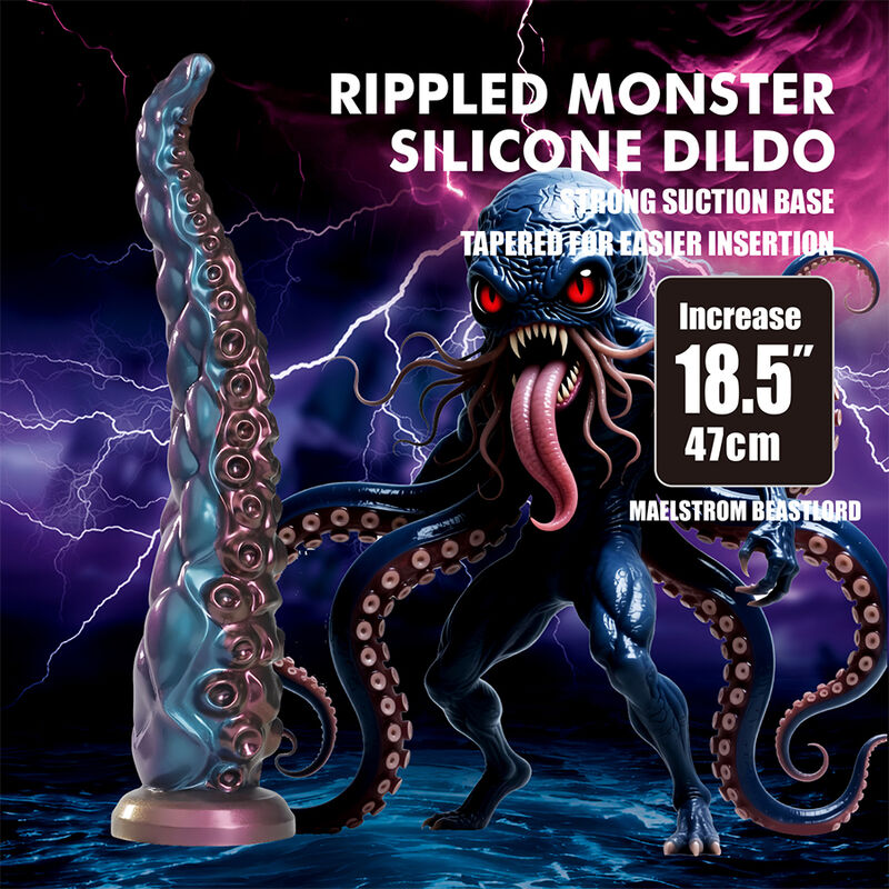 Power Monsters - Godemiché En Silicone Tricolore Fantaisie À Tentacules Abyssaux 46 Cm Ø 7 Cm - Image 8