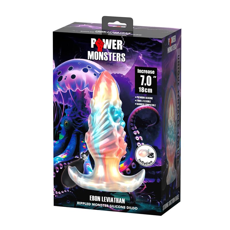 Power Monsters - Plug Anal Gonflable Tricolor Ebon Leviathan 18 Cm - Image 3