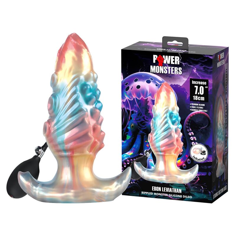 Power Monsters - Plug Anal Gonflable Tricolor Ebon Leviathan 18 Cm - Image 10