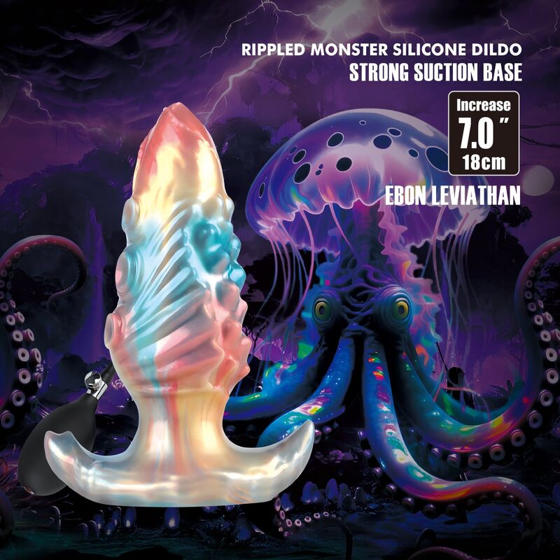 Power Monsters - Plug Anal Gonflable Tricolor Ebon Leviathan 18 Cm - Image 11