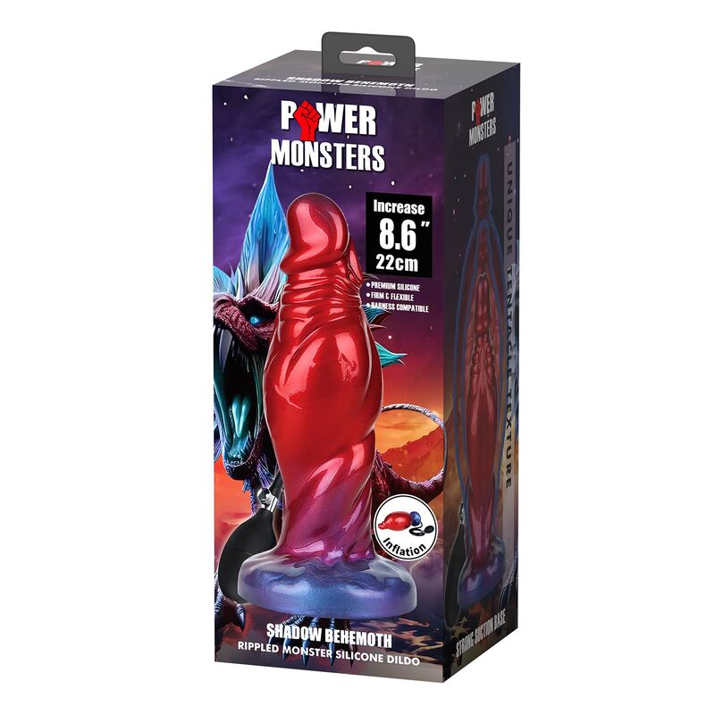 Power Monsters - Shadow Behemoth Bicolor Inflatable Fantasy Silicone Dildo 22 Cm Ø 5 Cm - Image 3