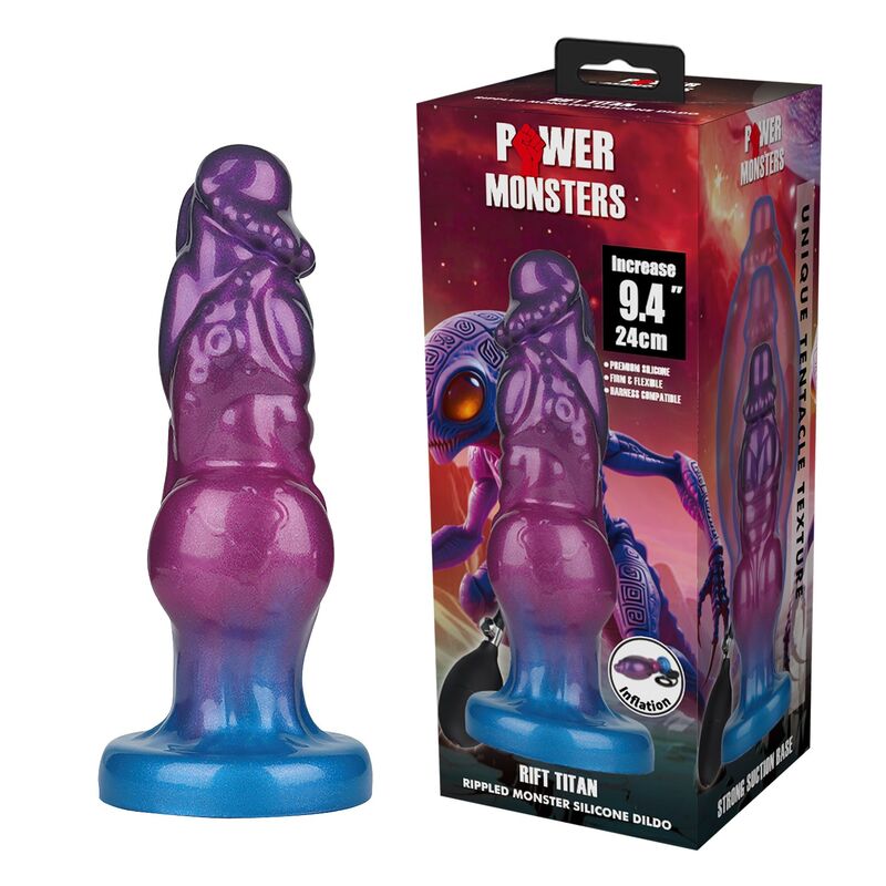 Power Monsters - Rift Titan Bicolore Gonflable En Silicone Fantastique 24 Cm Ø 5 Cm - Image 7