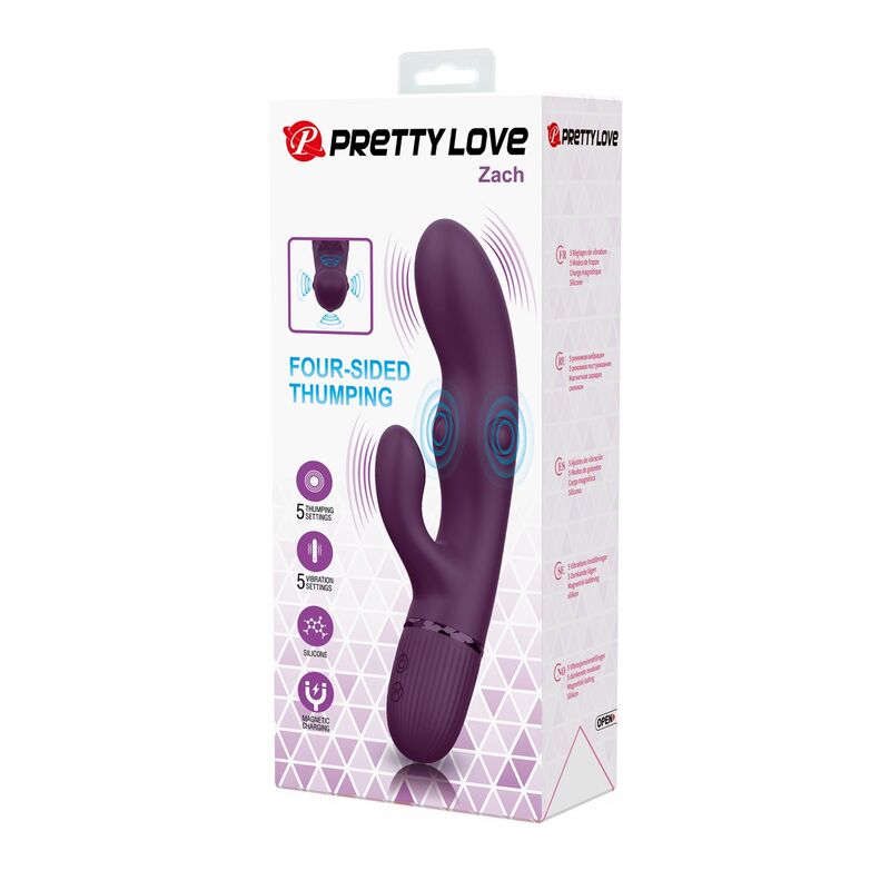 Pretty Love - Zach Vibrateur Lapin Rechargeable À Pousser 5+5 Fonctions - Image 12