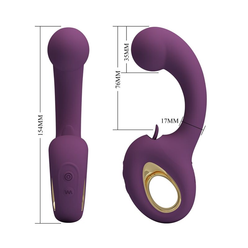 Pretty Love - Brynnlee Rechargeable Vibrator With Oral Stimulator 10 Vibrations & 5 Licking Functions Purple - Image 9
