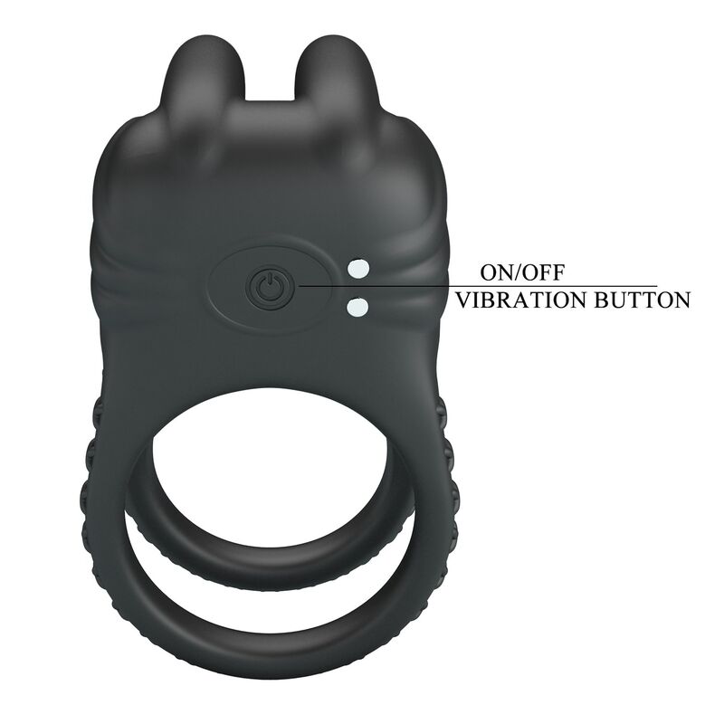Pretty Love - Sini Anneau Pénis Vibrant Rechargeable 10 Fonctions Noir - Image 5