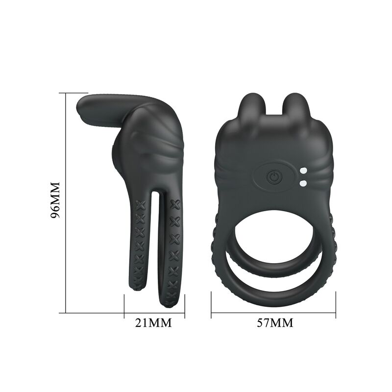 Pretty Love - Sini Anneau Pénis Vibrant Rechargeable 10 Fonctions Noir - Image 9